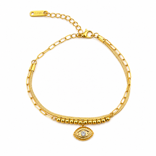 NUGOLD Trendy Double Layer Evil Eye Bracelet