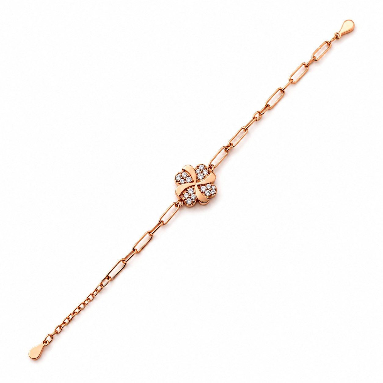 Rose Gold Four Leaf Clover Designer 925 Silver Bracelet