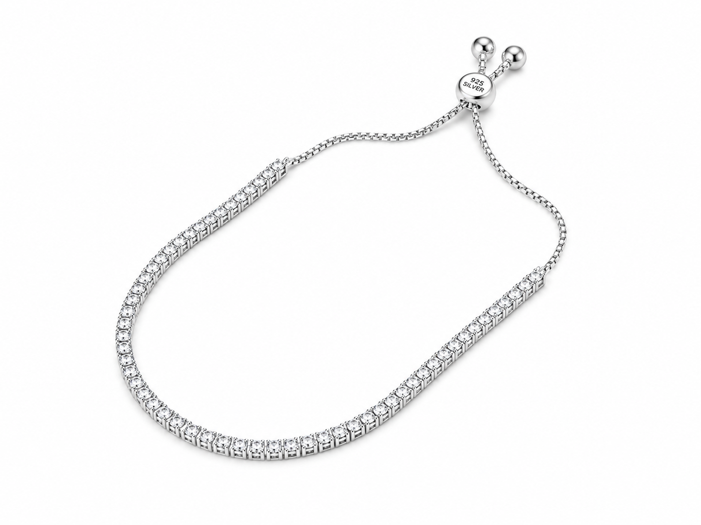 Classic CZ Tennis 925 Sterling Silver Adjustable Bracelet for Women & Girls