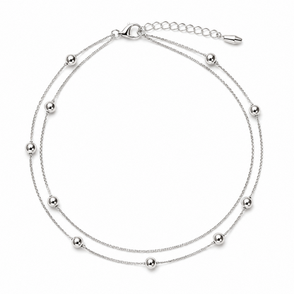 925 Sterling Silver Double Layer Bead Bracelet for Women
