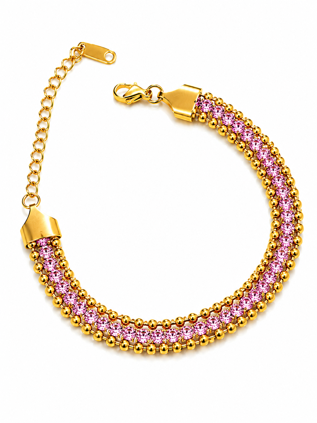 NUGOLD Designer Pink Cubic Zirconia Bracelet for Girls & Women