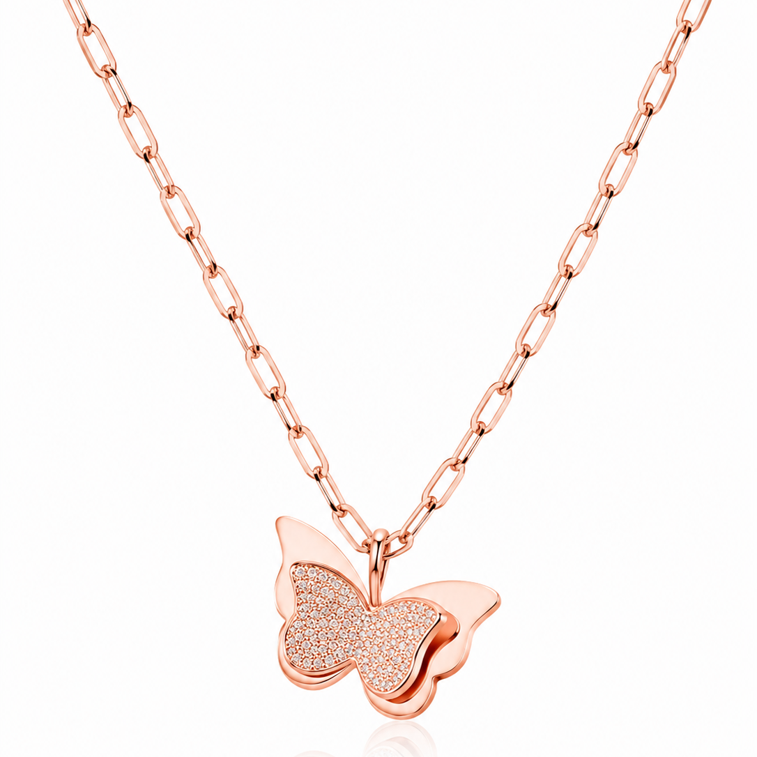 Elegant Rose Gold Butterfly Pendant Necklace for Women