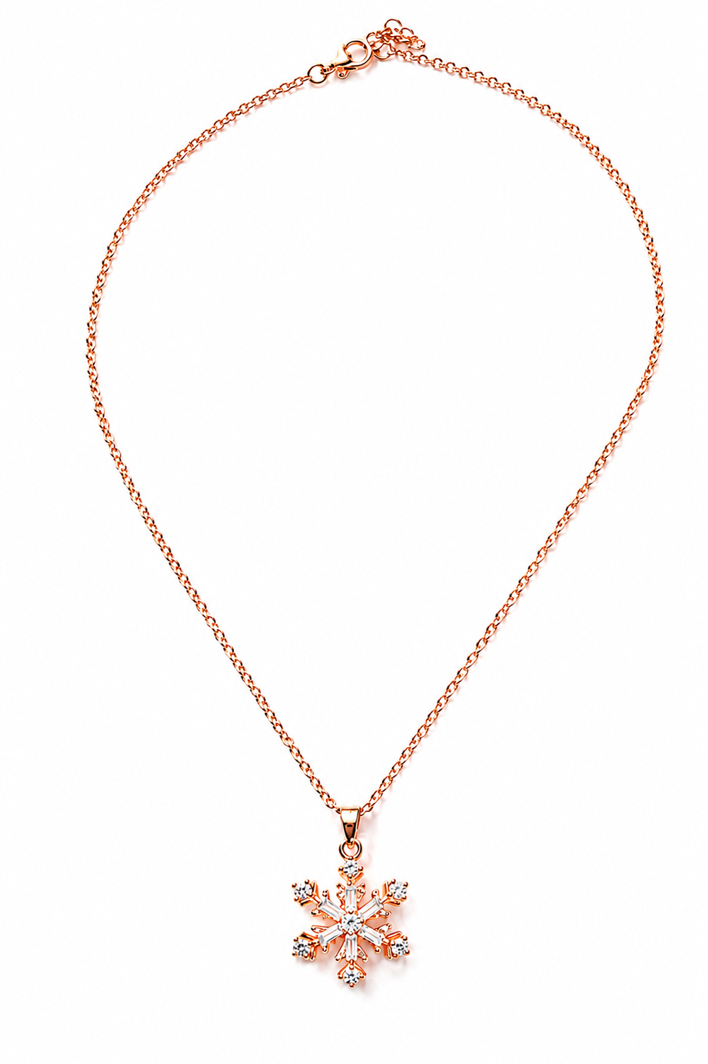 Elegant Rose Gold Snowflake Spinner Pendant Necklace for Women