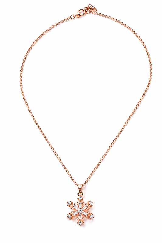 Elegant Rose Gold Snowflake Spinner Pendant Necklace for Women
