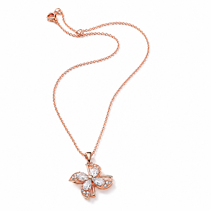 Elegant Rose Gold Butterfly Crystal Pendant Necklace for Women