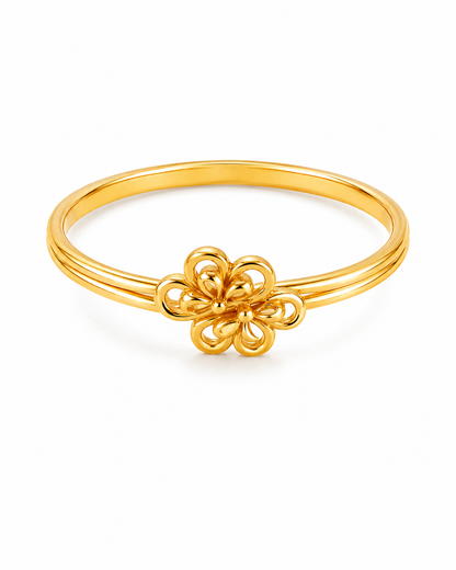 NuGold Delicate Floral Charm Gold Ring