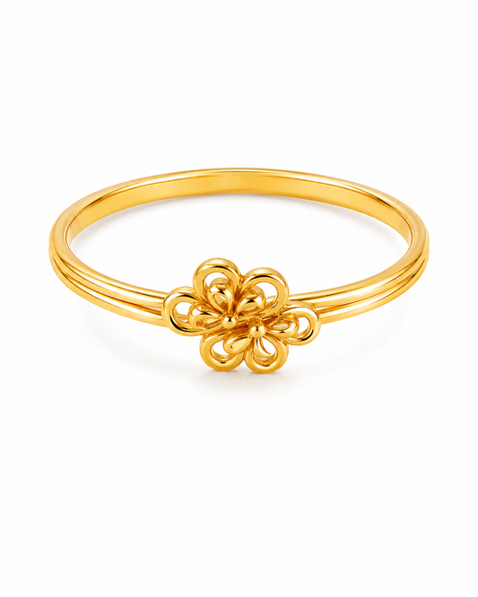 NuGold Delicate Floral Charm Gold Ring