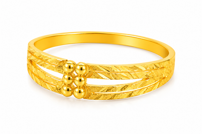 NuGold Dual Line Textured Gold Kada Bracelet