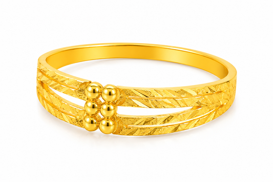 NuGold Dual Line Textured Gold Kada Bracelet