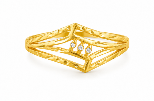 NuGold Geometric Triple Band Gold Ring