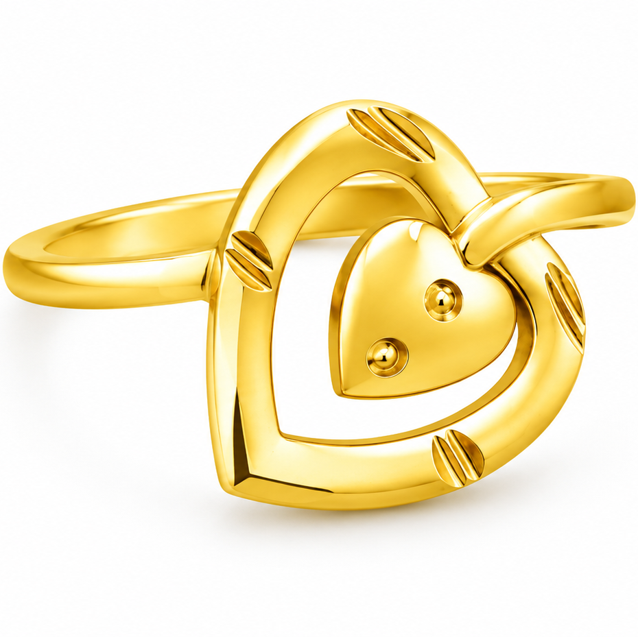 NuGold Double Heart Love Ring