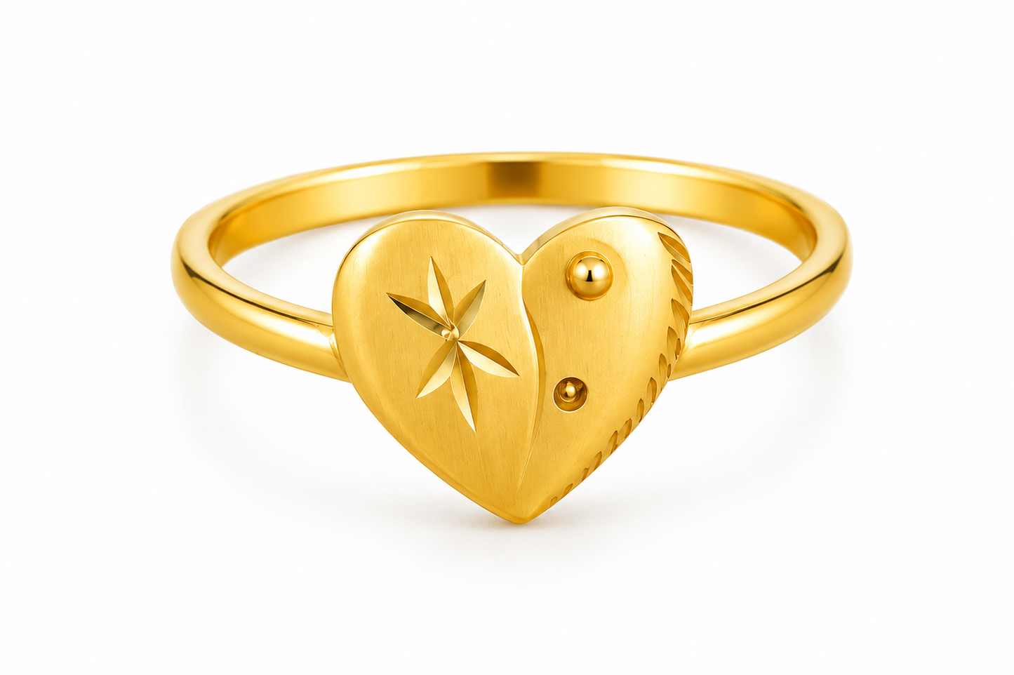 NuGold Golden Heart Charm Ring