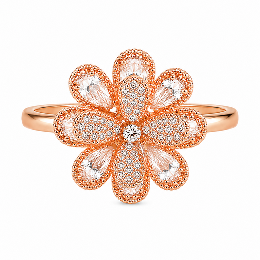 Luxury Blossom 360° Spin Ring with Premium Cubic Zirconia
