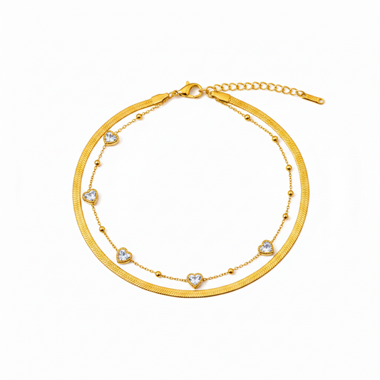 Elegant Dainty Triple Heart Bracelet for Women & Girls