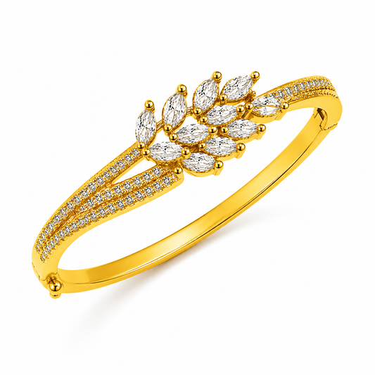Regal Marquise Crystal Leaf Open Bracelet for Women
