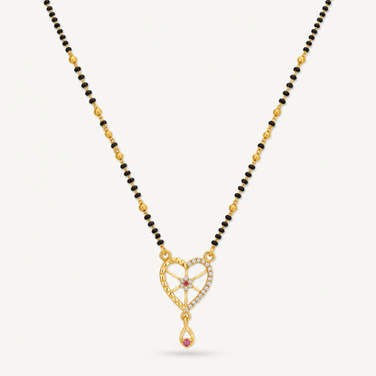 Elegant Black Bead Mangalsutra with Heart Pendant