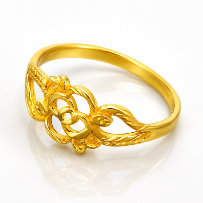 NuGold Floral Filigree Charm Ring