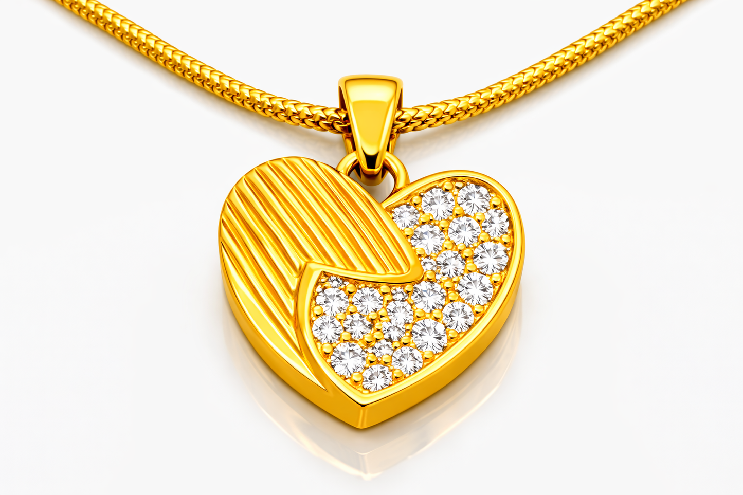 NuGold Heart Pendant Necklace Set for Women