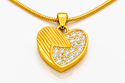 NuGold Heart Pendant Necklace Set for Women