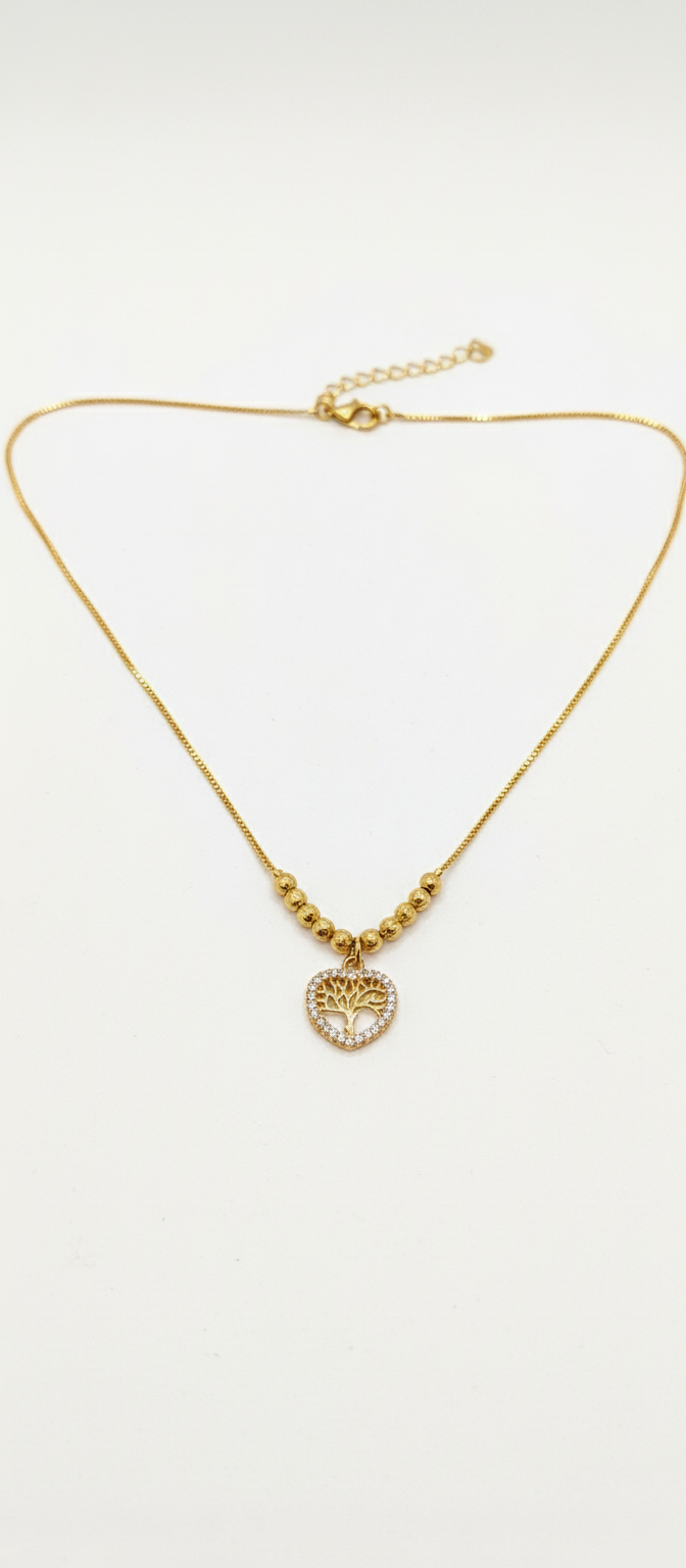 NuGold Tree of Life Heart Pendant Necklace for Women