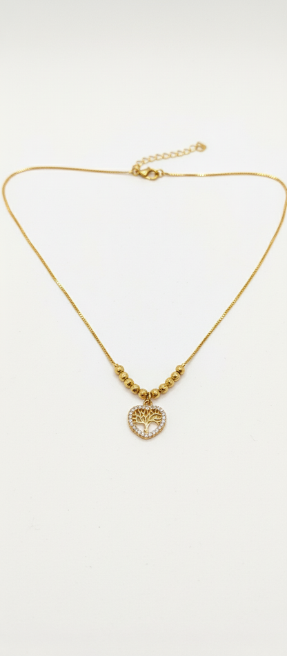 NuGold Tree of Life Heart Pendant Necklace for Women