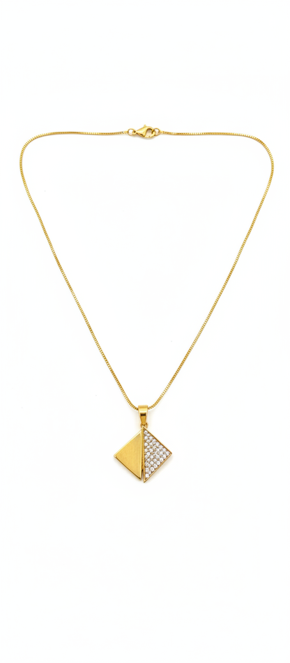 NuGold Triangle Stone Pendant Necklace