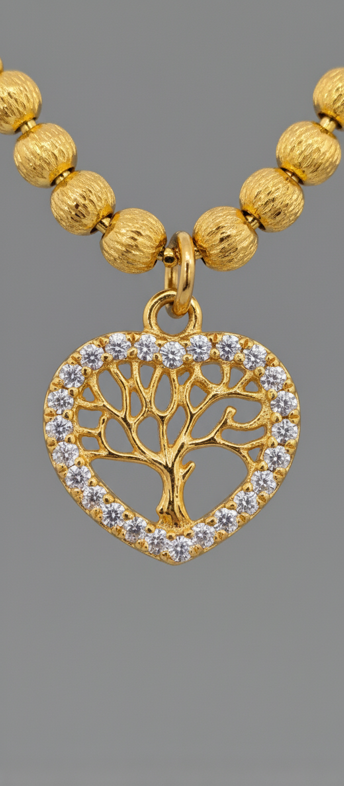 NuGold Tree of Life Heart Pendant Necklace for Women