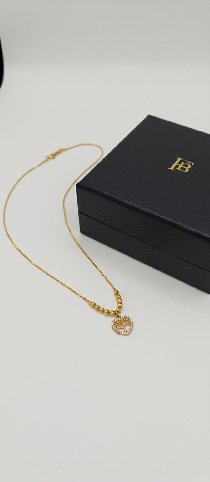NuGold Tree of Life Heart Pendant Necklace for Women
