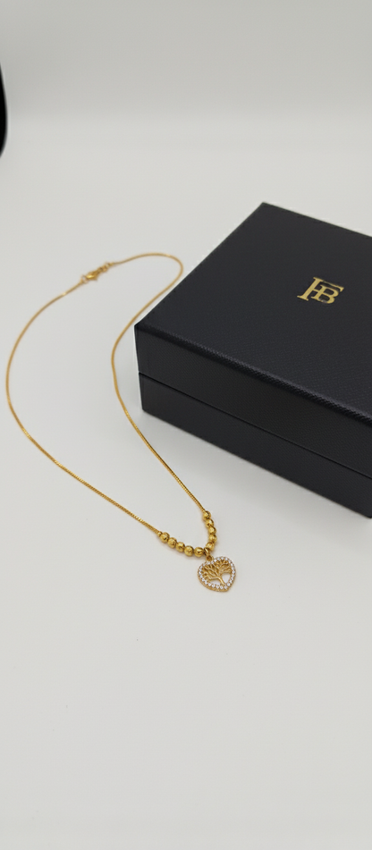 NuGold Tree of Life Heart Pendant Necklace for Women