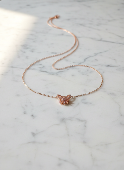 Elegant Rose Gold Butterfly Pendant Necklace for Women