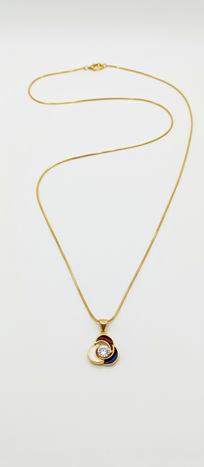 NuGold Multicolor Stone Pendant Necklace For Women