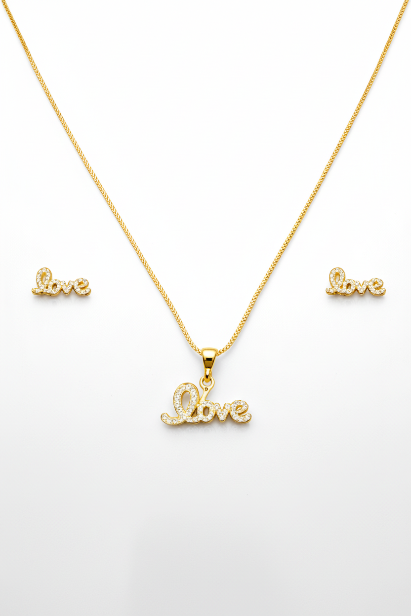 NuGold Love Pendant Necklace Set for Women
