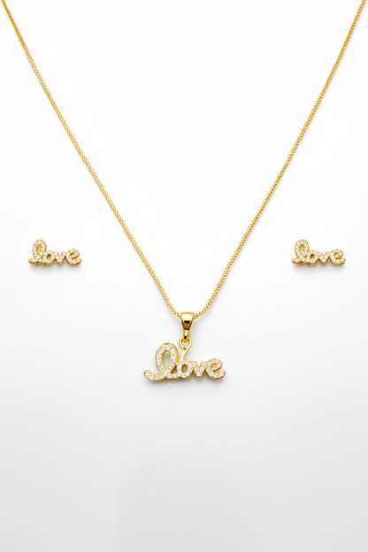 NuGold Love Pendant Necklace Set for Women
