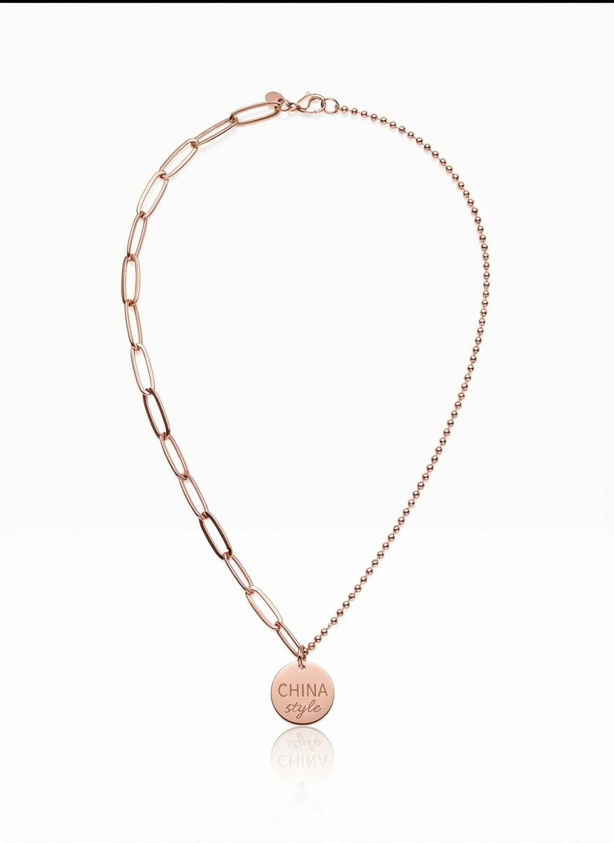 Elegant Rose Gold Asymmetrical Chain Pendant Necklace