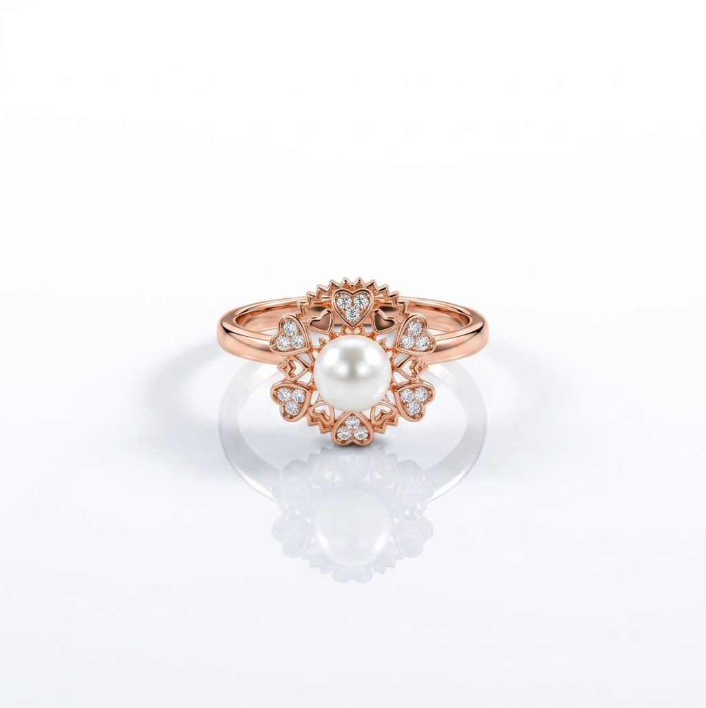 NUGOLD Premium 360° Rotating Pearl Adjustable Ring