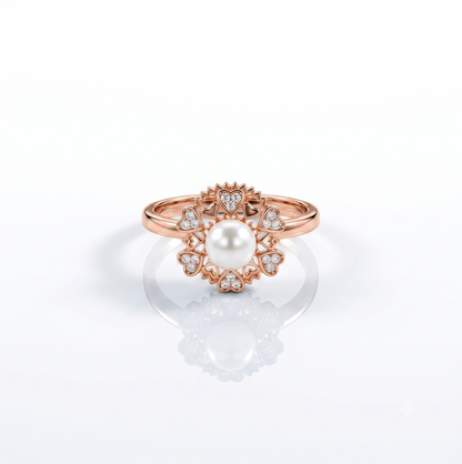 NUGOLD Premium 360° Rotating Pearl Adjustable Ring