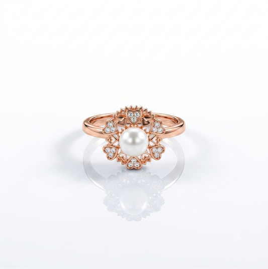 NUGOLD Premium 360° Rotating Pearl Adjustable Ring