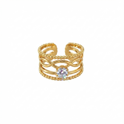 Elegant Anti-Tarnish Layered Infinity Ring with CZ Stone