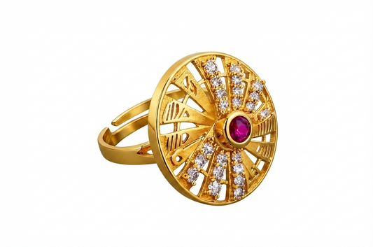 NuGold Royal Sunburst Ruby Designer Ring