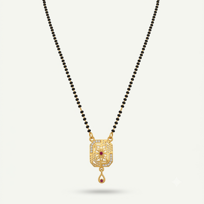 NUGOLD Traditional Black Bead Mangalsutra with Elegant Pendant
