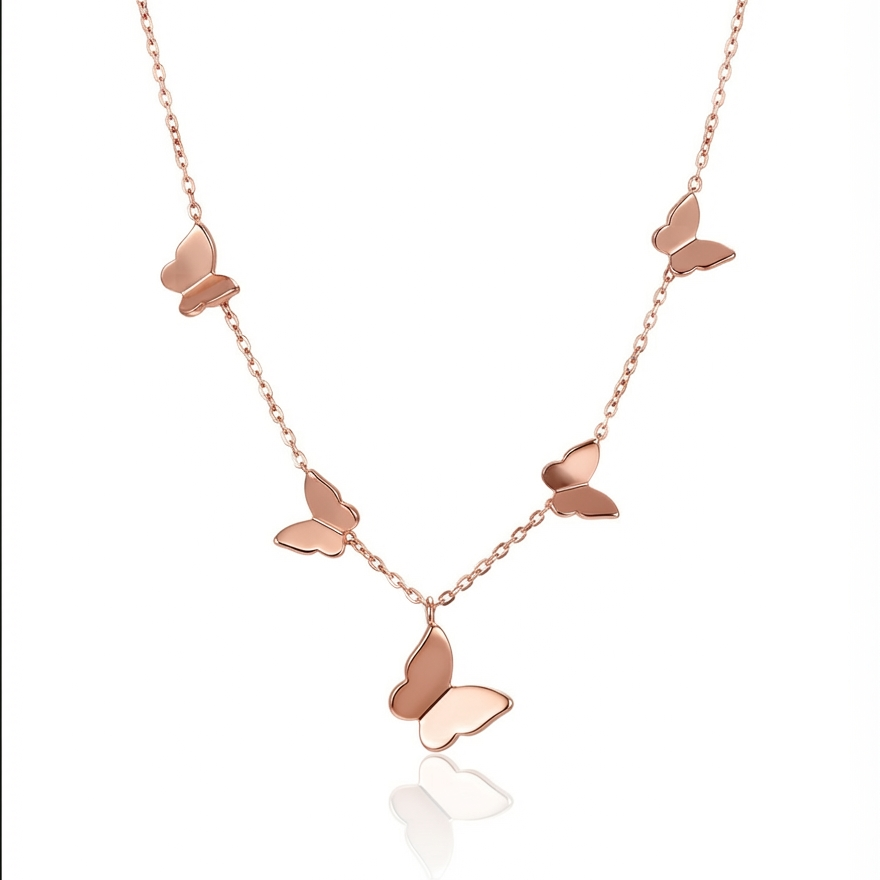 Elegant Rose Gold Butterfly Charm Pendant Necklace