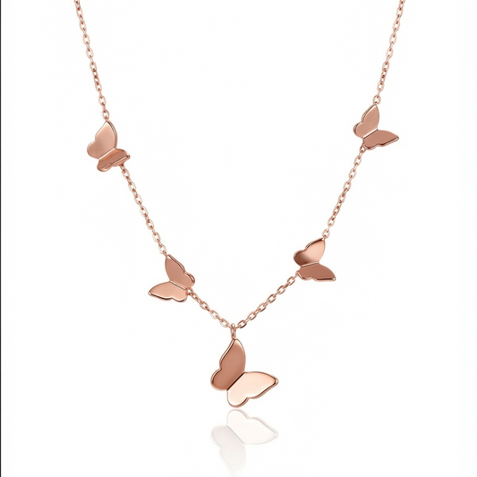 Elegant Rose Gold Butterfly Charm Pendant Necklace