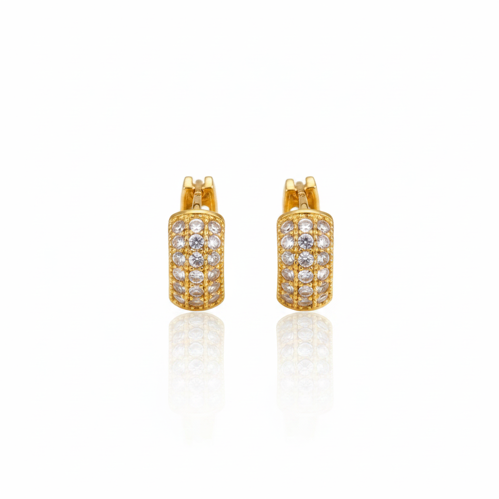 NuGold Luxe Pavé Crystal Gold-Toned Huggie Hoop Earrings for Women