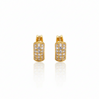 NuGold Luxe Pavé Crystal Gold-Toned Huggie Hoop Earrings for Women