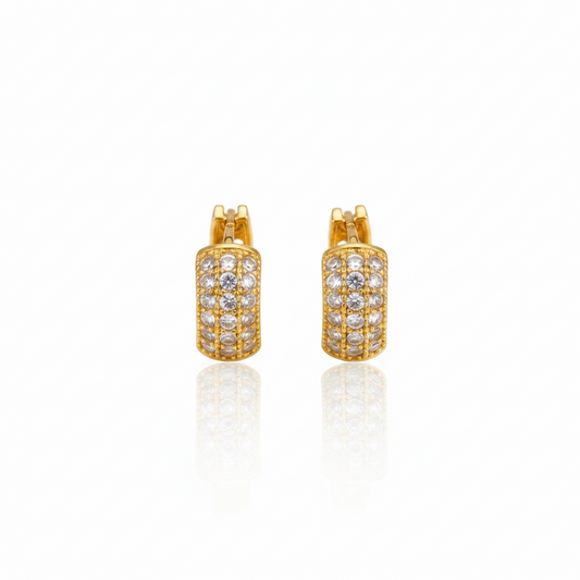 NuGold Luxe Pavé Crystal Gold-Toned Huggie Hoop Earrings for Women