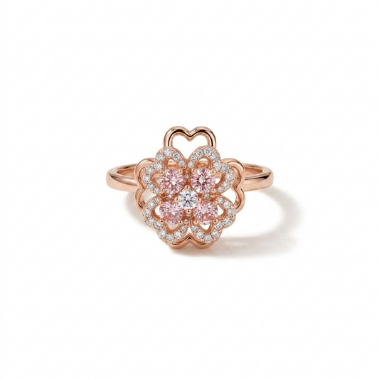 NUGOLD 360° Rotating Floral Spinner Ring for Women