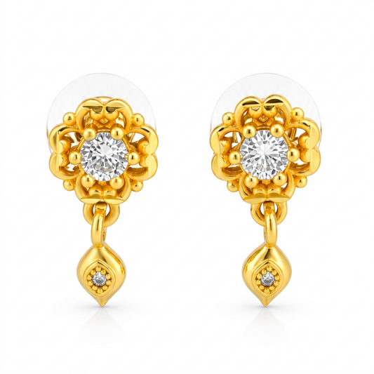 NuGold Blossom Spark Crystal Drop Earrings
