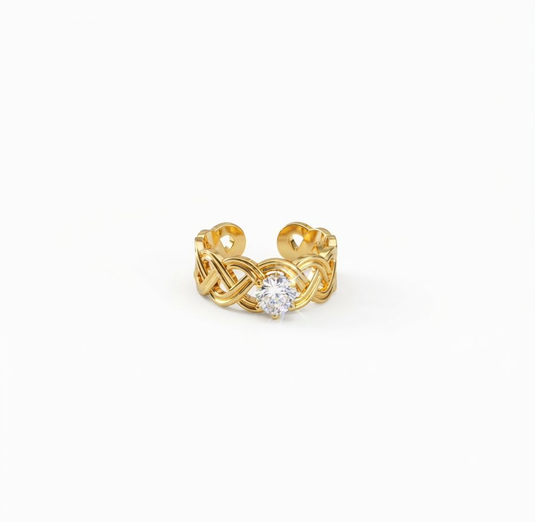 Elegant Anti-Tarnish Infinity Twist Ring with CZ Stone