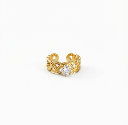 Elegant Anti-Tarnish Infinity Twist Ring with CZ Stone