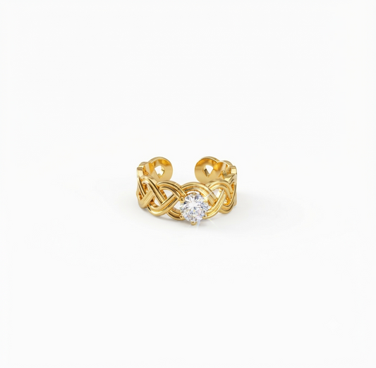 Elegant Anti-Tarnish Infinity Twist Ring with CZ Stone